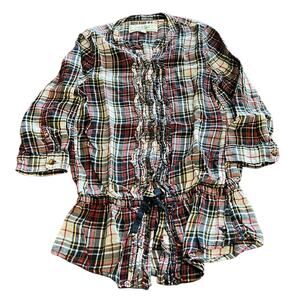 Abercrombie Girls M 8/10 Plaid Tunic Blouse Preppy School